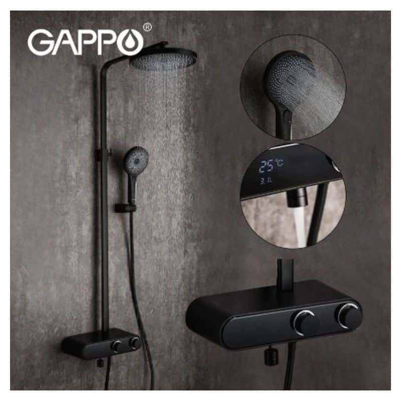 GAPPO Black duş komplekti G-2495-2 (Stayak)